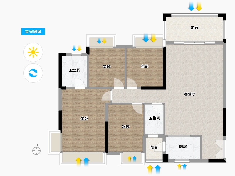 湖南省-邵阳市-佳和名都-141.00-户型库-采光通风