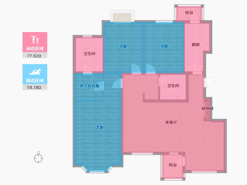 天津-天津市-立达·博雅苑(大任庄路)-128.34-户型库-动静分区