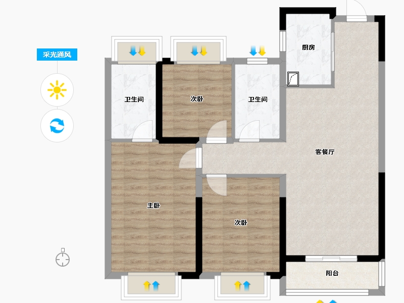 湖北省-武汉市-光谷未来城-88.00-户型库-采光通风