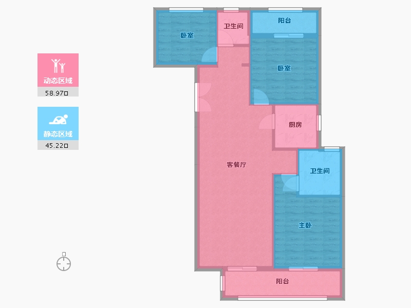 浙江省-金华市-伏虎花园-98.44-户型库-动静分区