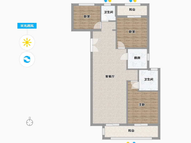 浙江省-金华市-伏虎花园-98.44-户型库-采光通风