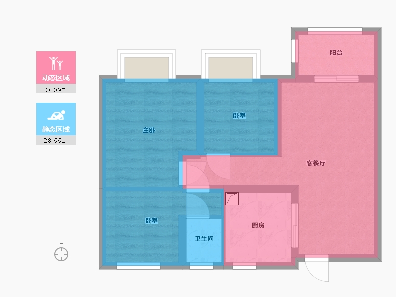 江苏省-苏州市-四季春晓花园-60.00-户型库-动静分区