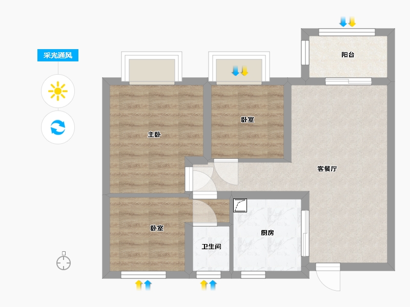 江苏省-苏州市-四季春晓花园-60.00-户型库-采光通风