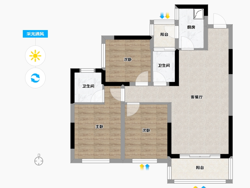 四川省-成都市-棠湖泊悦西江-87.00-户型库-采光通风