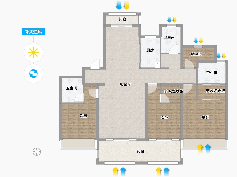 江苏省-苏州市-金湾名悦-156.00-户型库-采光通风