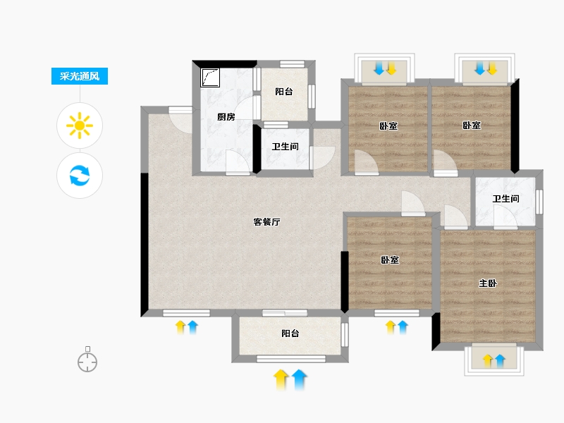 四川省-成都市-西郡英华四期-100.00-户型库-采光通风