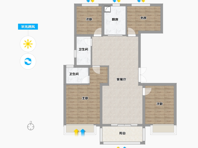 江苏省-泰州市-金通海棠湾-101.25-户型库-采光通风