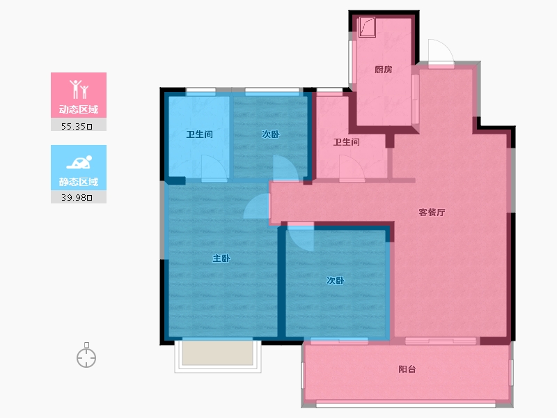 江苏省-无锡市-红豆香江华府-84.75-户型库-动静分区