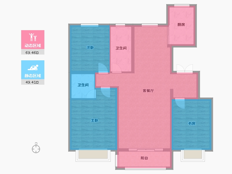 宁夏回族自治区-固原市-古雁壹号-118.89-户型库-动静分区