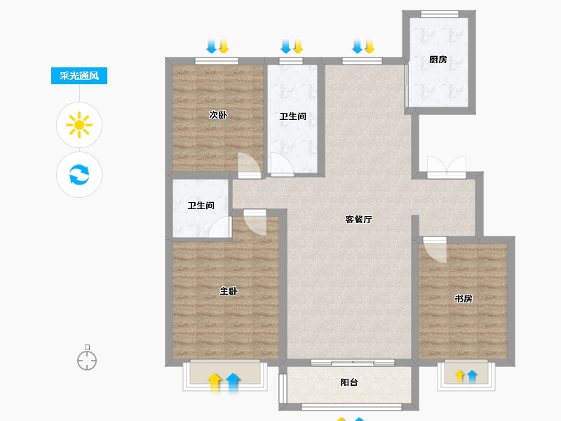 宁夏回族自治区-固原市-古雁壹号-118.89-户型库-采光通风