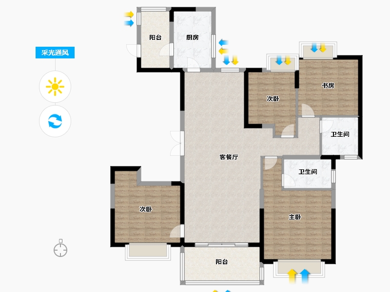 湖北省-宜昌市-恒大华府-143.00-户型库-采光通风