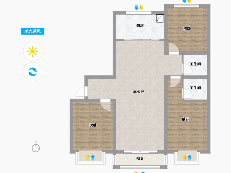 河北省-邯郸市-宏达圣水湖畔-三期-100.00-户型库-采光通风