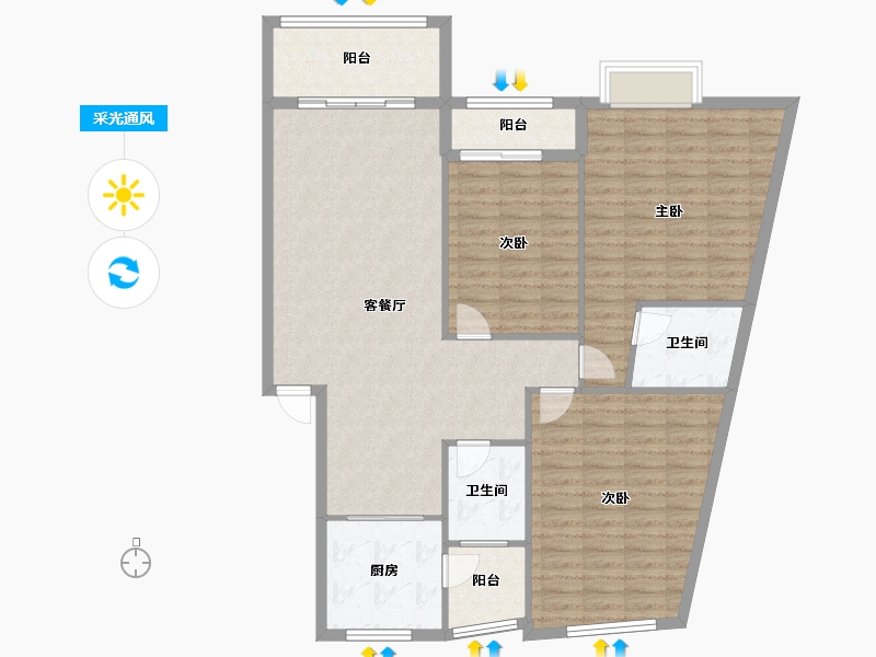 福建省-泉州市-华泰国际新城-120.00-户型库-采光通风