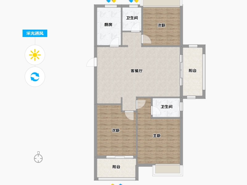 河南省-平顶山市-美好生活家园-109.00-户型库-采光通风