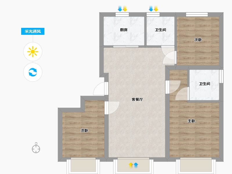 北京-北京市-碧桂园•京源著-85.00-户型库-采光通风