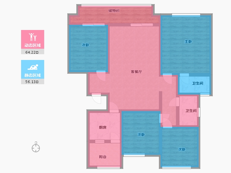 重庆-重庆市-中交中央公园和颂-106.00-户型库-动静分区