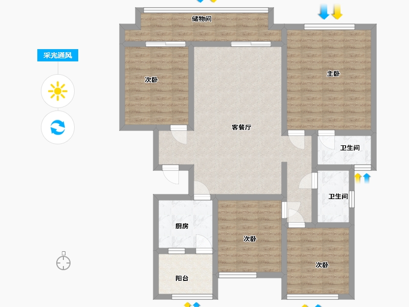 重庆-重庆市-中交中央公园和颂-106.00-户型库-采光通风