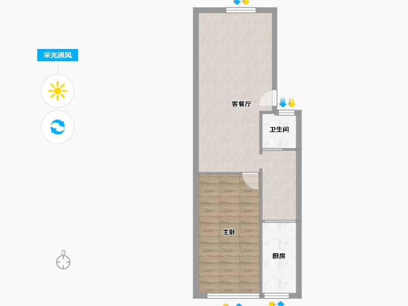 江苏省-南京市-开元新居-65.00-户型库-采光通风