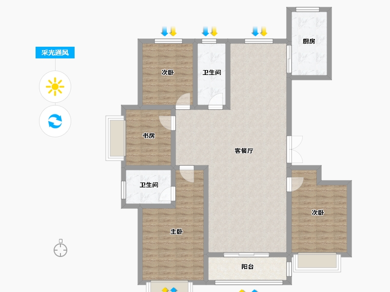 山东省-临沂市-邑东福邸-160.00-户型库-采光通风