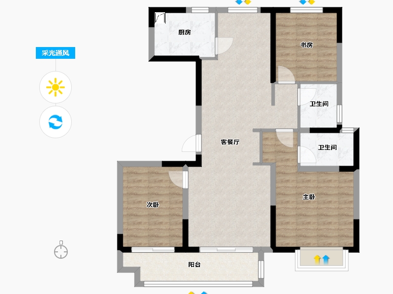 山东省-济南市-红星檀宫-106.00-户型库-采光通风