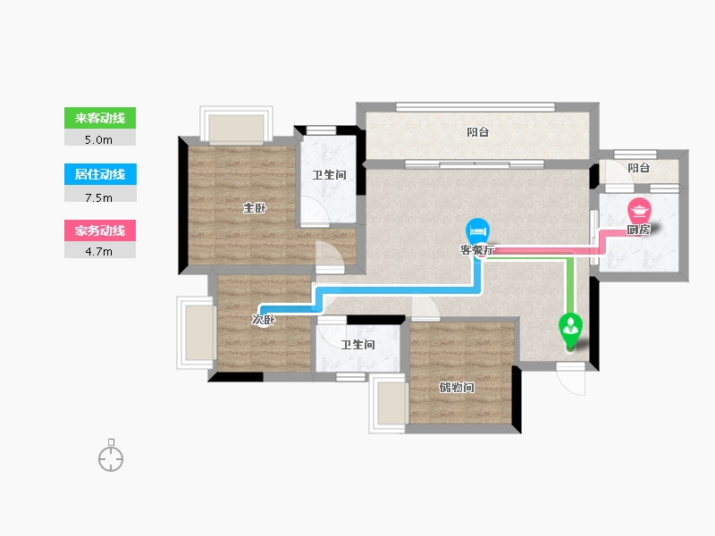 重庆-重庆市-新天泽樾麓台-82.00-户型库-动静线