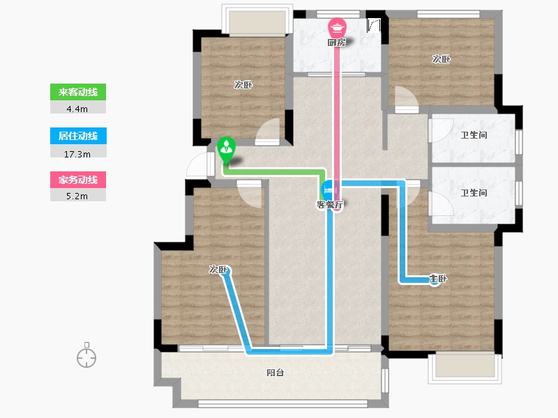 安徽省-淮南市-舜山名邸-124.80-户型库-动静线