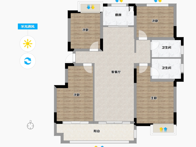 安徽省-淮南市-舜山名邸-124.80-户型库-采光通风