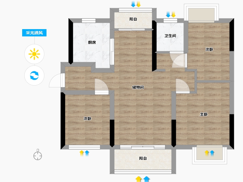 广东省-肇庆市-融创西江桃源-90.00-户型库-采光通风