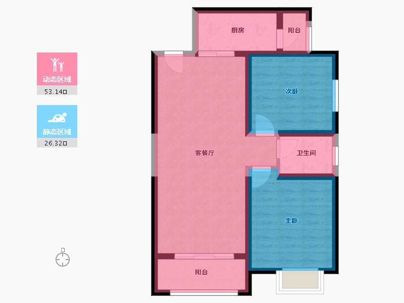 陕西省-咸阳市-幸福花园-97.47-户型库-动静分区