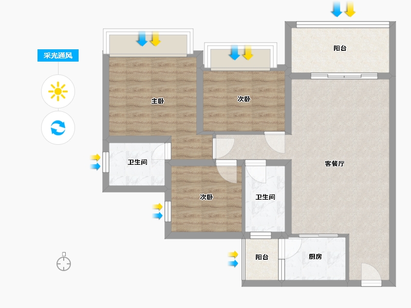 四川省-绵阳市-瑞弘-83.00-户型库-采光通风