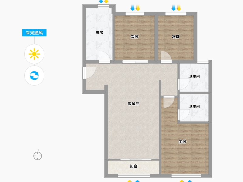 山东省-济南市-融创文旅城-89.00-户型库-采光通风