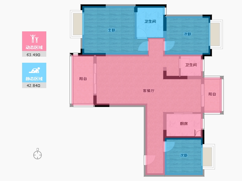 湖南省-怀化市-宏宇新城剑桥名门-107.00-户型库-动静分区