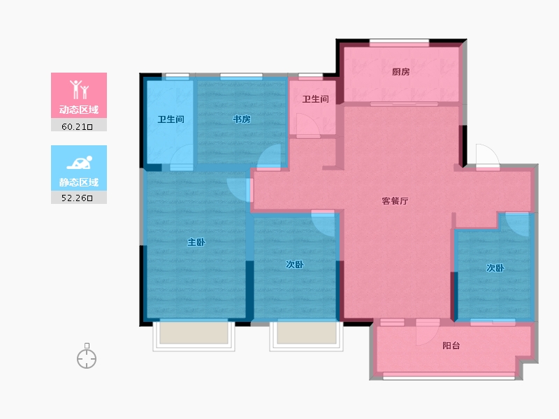 山东省-聊城市-星光时代美境-107.35-户型库-动静分区