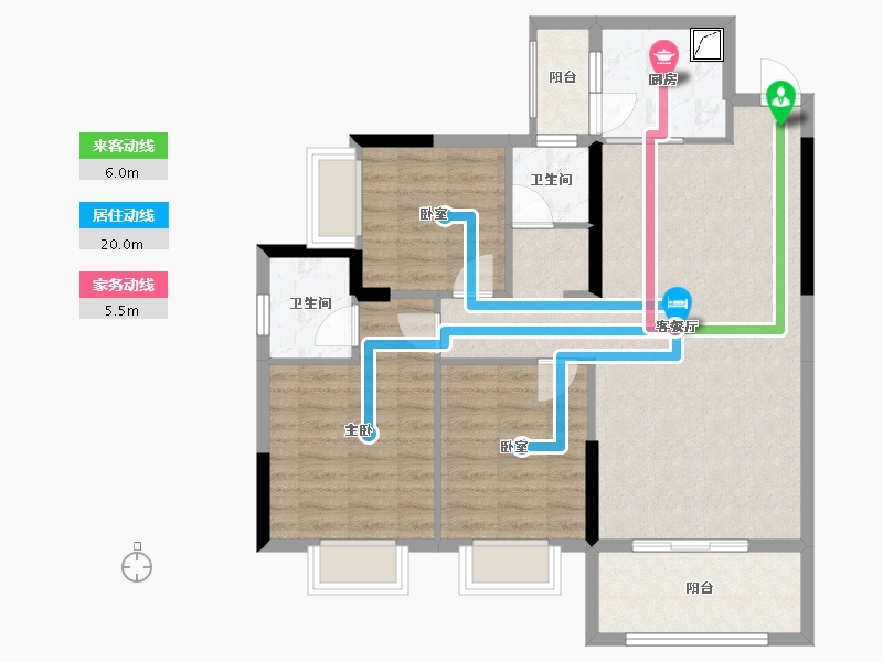 湖南省-郴州市-誉诚桃源-90.00-户型库-动静线