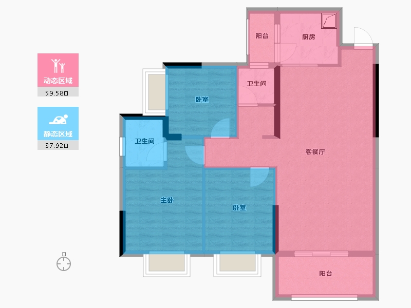 湖南省-郴州市-誉诚桃源-90.00-户型库-动静分区