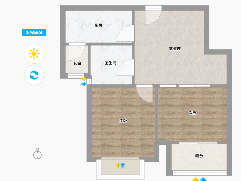 江苏省-苏州市-新唯花园-55.00-户型库-采光通风