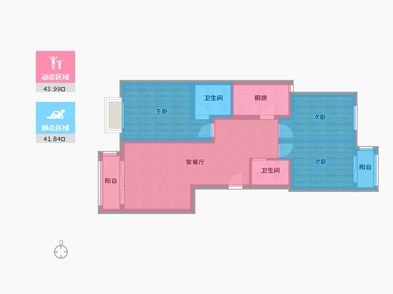 北京-北京市-二期A户型-74.00-户型库-动静分区