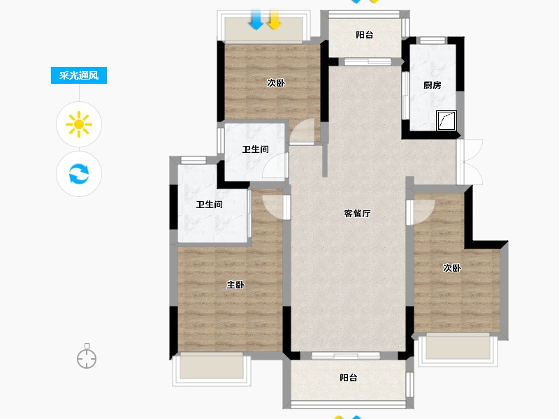 重庆-重庆市-龙湖春江天境-91.00-户型库-采光通风