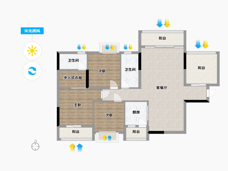 贵州省-毕节市-梦想宜城-116.00-户型库-采光通风