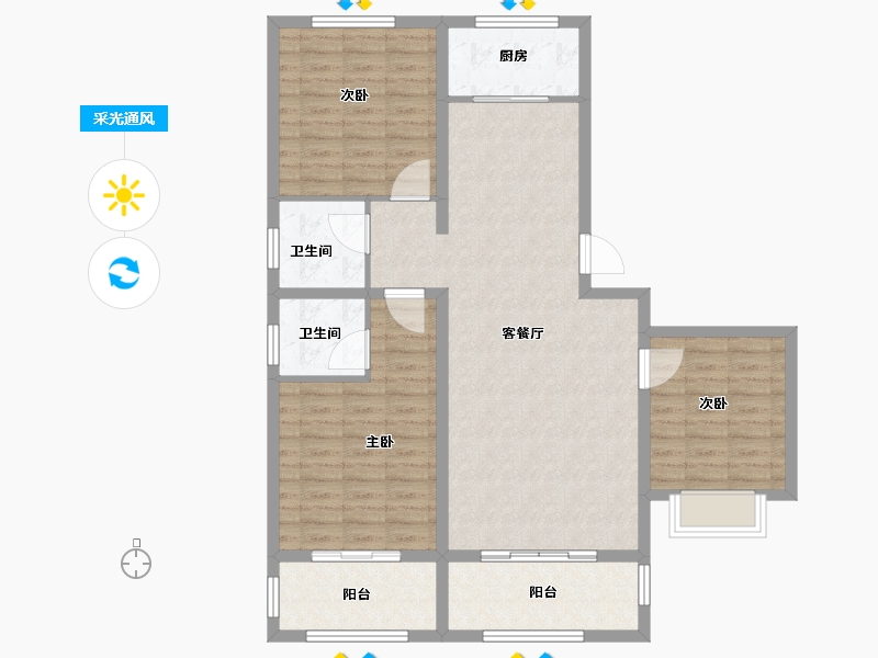 河北省-邢台市-龙溪尊苑-110.00-户型库-采光通风