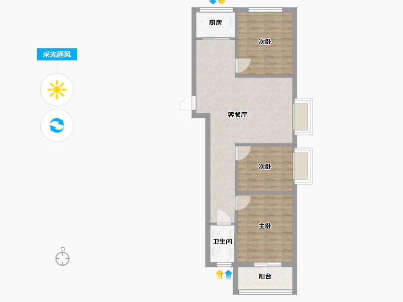 山西省-吕梁市-嘉和苑-90.00-户型库-采光通风