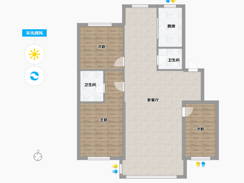 辽宁省-朝阳市-八一家园B区-115.00-户型库-采光通风