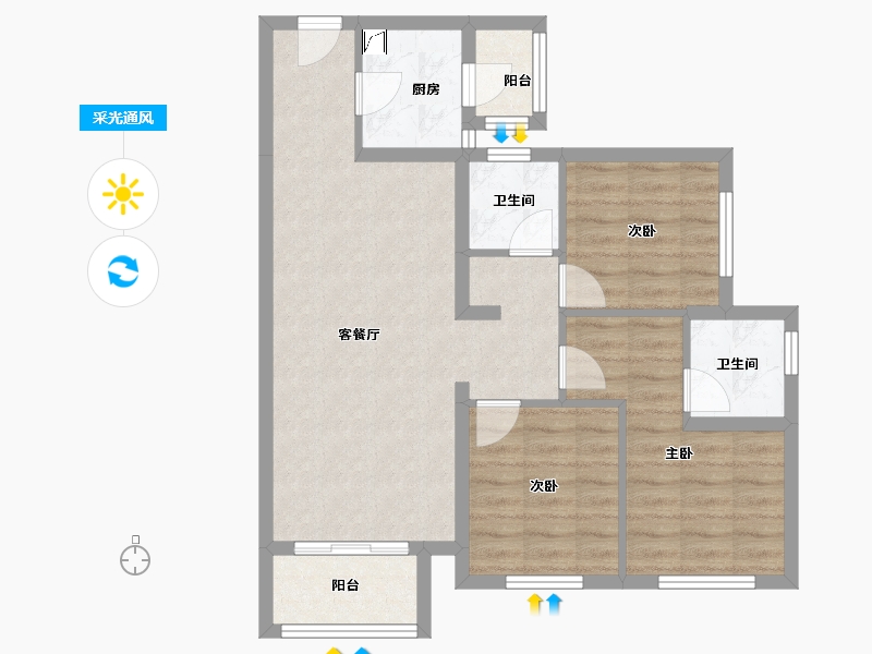 四川省-南充市-中南原山-90.00-户型库-采光通风