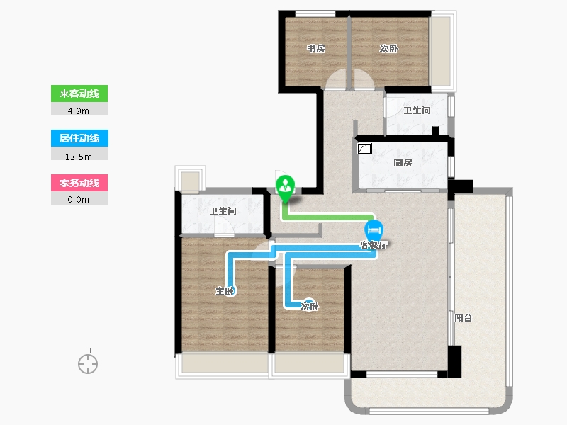 河南省-郑州市-万科翠湾中城-105.00-户型库-动静线