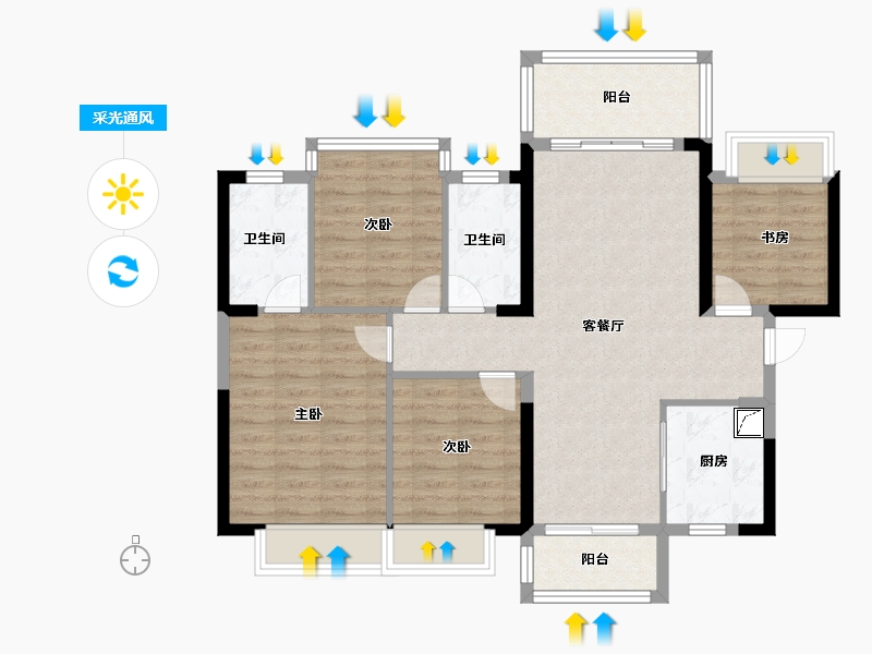 广西壮族自治区-柳州市-龙光玖誉城-95.22-户型库-采光通风