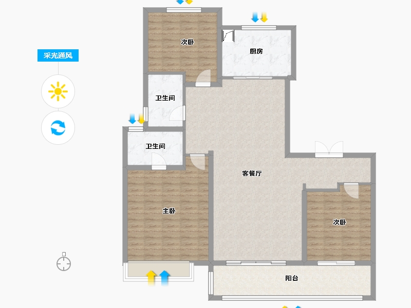 山东省-泰安市-万岳华府-134.00-户型库-采光通风