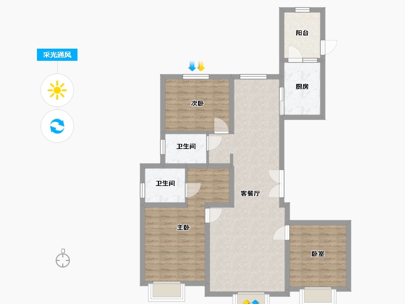 辽宁省-铁岭市-常青郡小区-106.00-户型库-采光通风