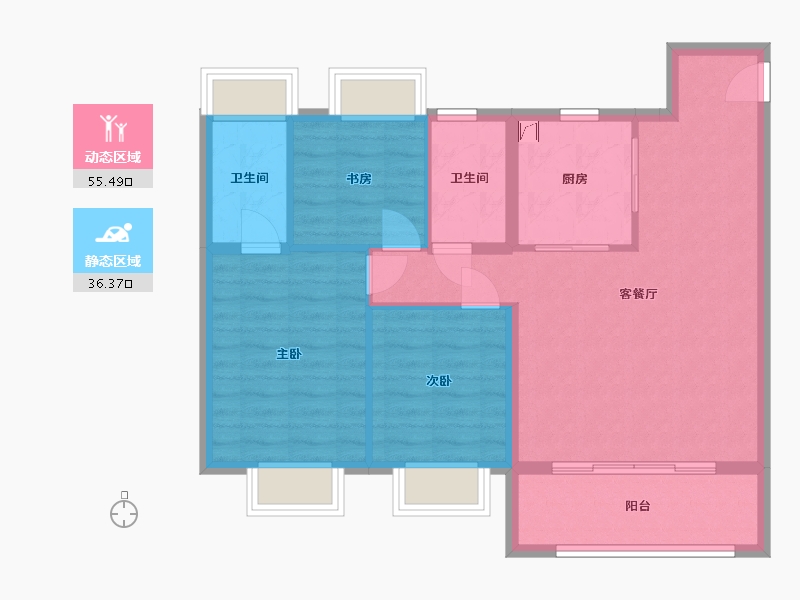 江苏省-苏州市-江湾澜庭-88.00-户型库-动静分区