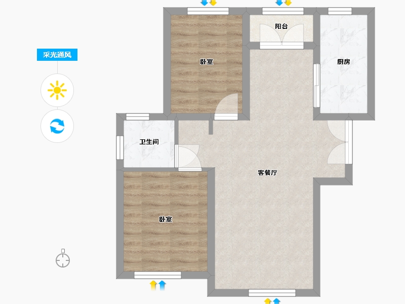 吉林省-长春市-阳光美湖天地-68.00-户型库-采光通风