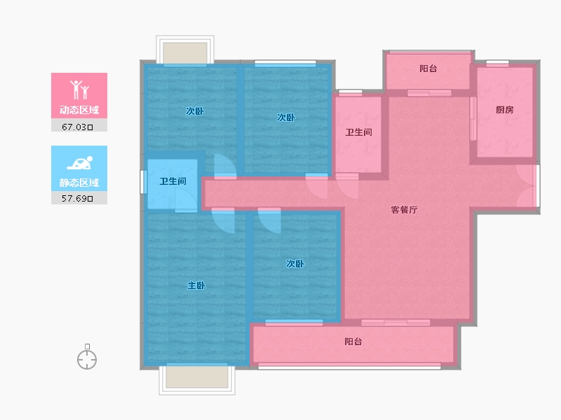 贵州省-遵义市-润扬·思州壹品-120.00-户型库-动静分区